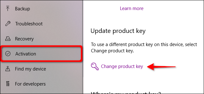 Windows 10 Activation Change Key