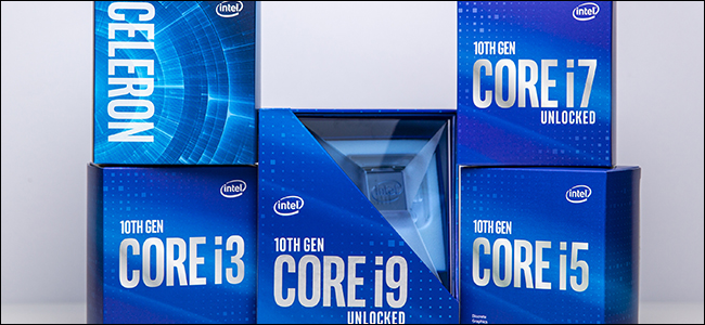 Five Intel 10th Gen Comet Lake packages.