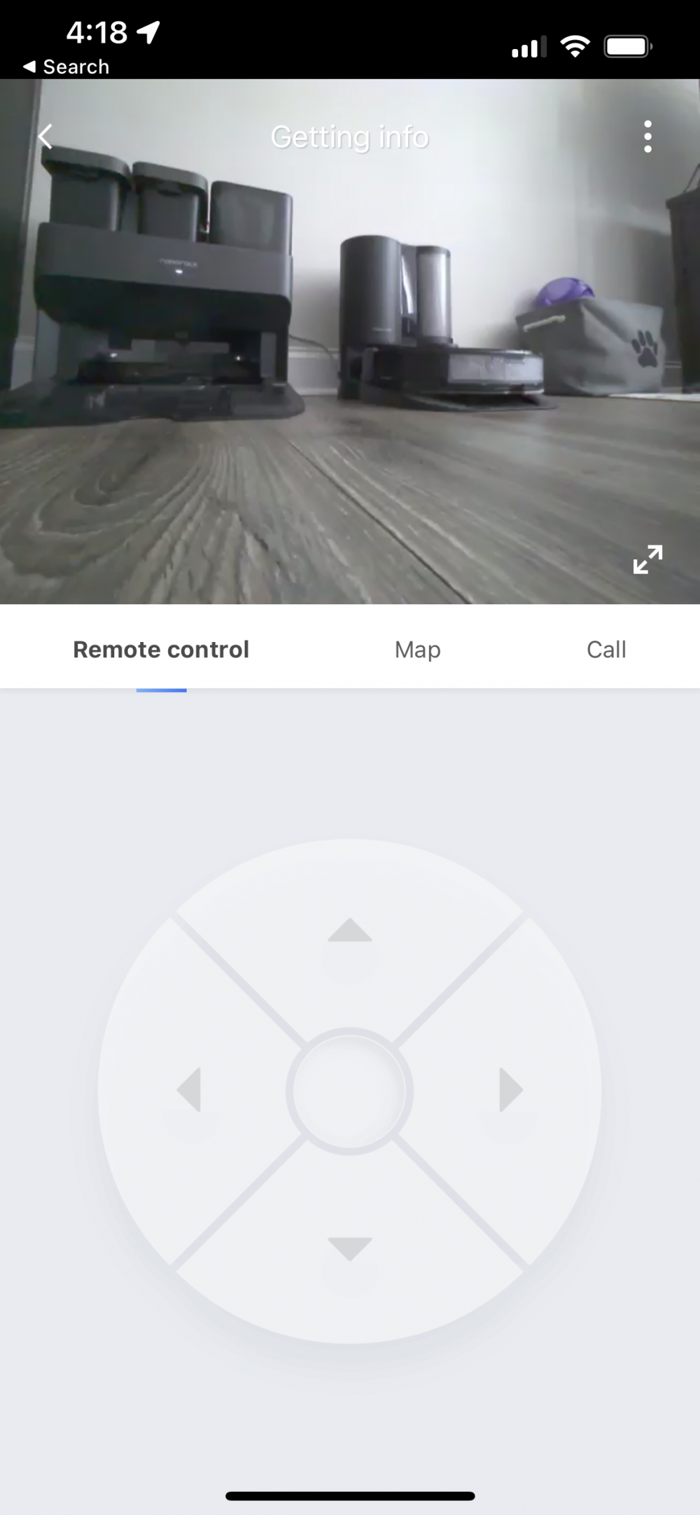 Roborock's remote control in the robot vacuum's mobile app