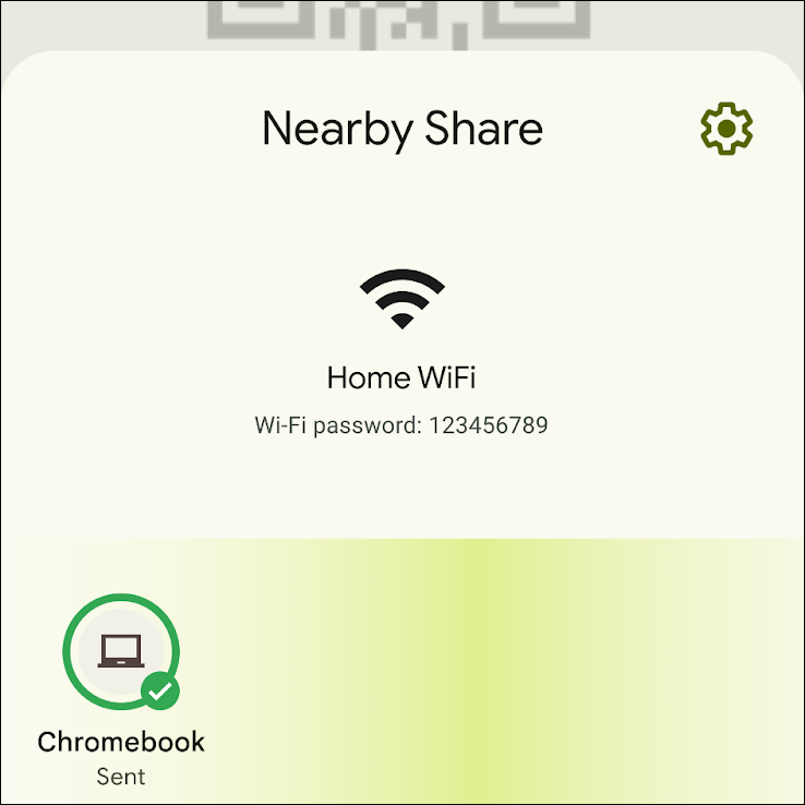 Sharing "Home WiFi" with a Chromebook using Nearby Share