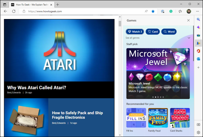 MSN Games in Microsoft Edge.