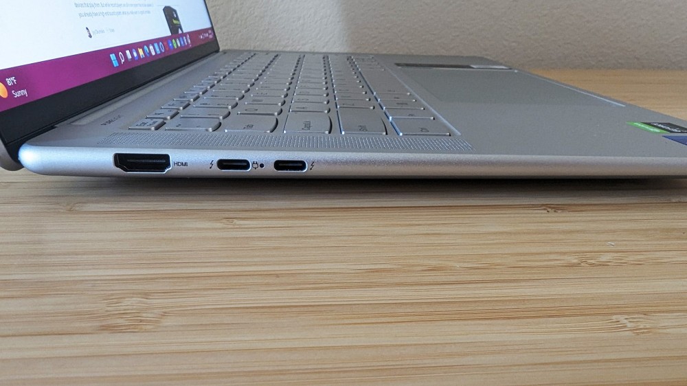 The Lenovo Slim 7i Pro X laptop's left ports.