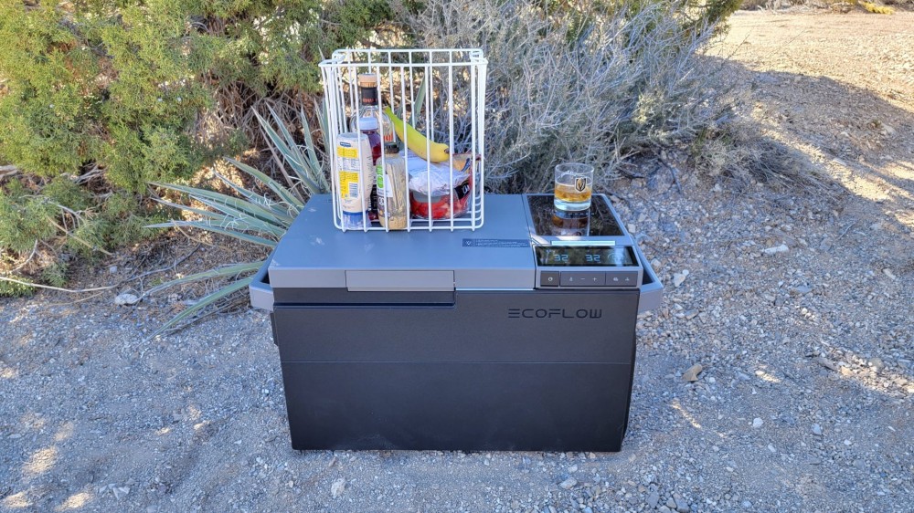 EcoFlow Glacier electric fridge with basket removed.