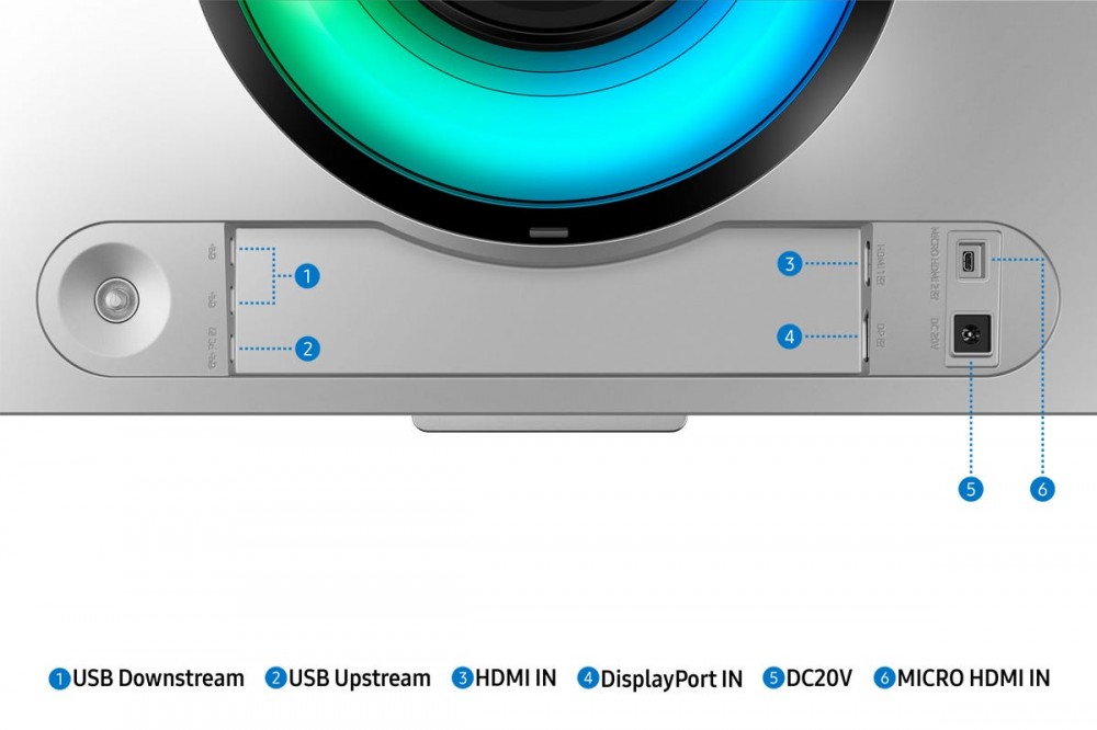 Samsung Odyssey OLED G9 rear ports.